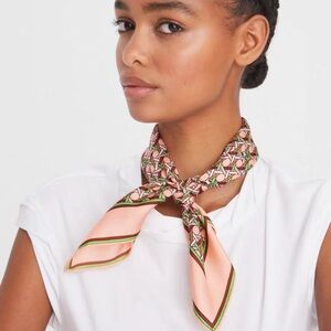 NWOT Tory Burch Basketweave Silk Square Logo Scarf